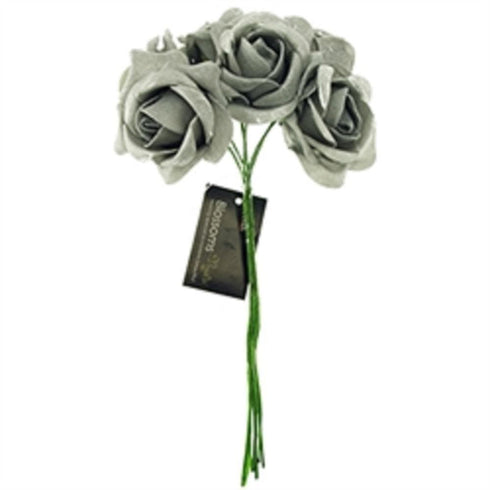 AussieSuperStore Art & Craft Essentials Silver Glitter Foam Rose Flowers (in 7 colours) Foam Rose Flowers (in 7 colours) | Artificial Craft Flower Party Decoration 9323823196769 FL17009